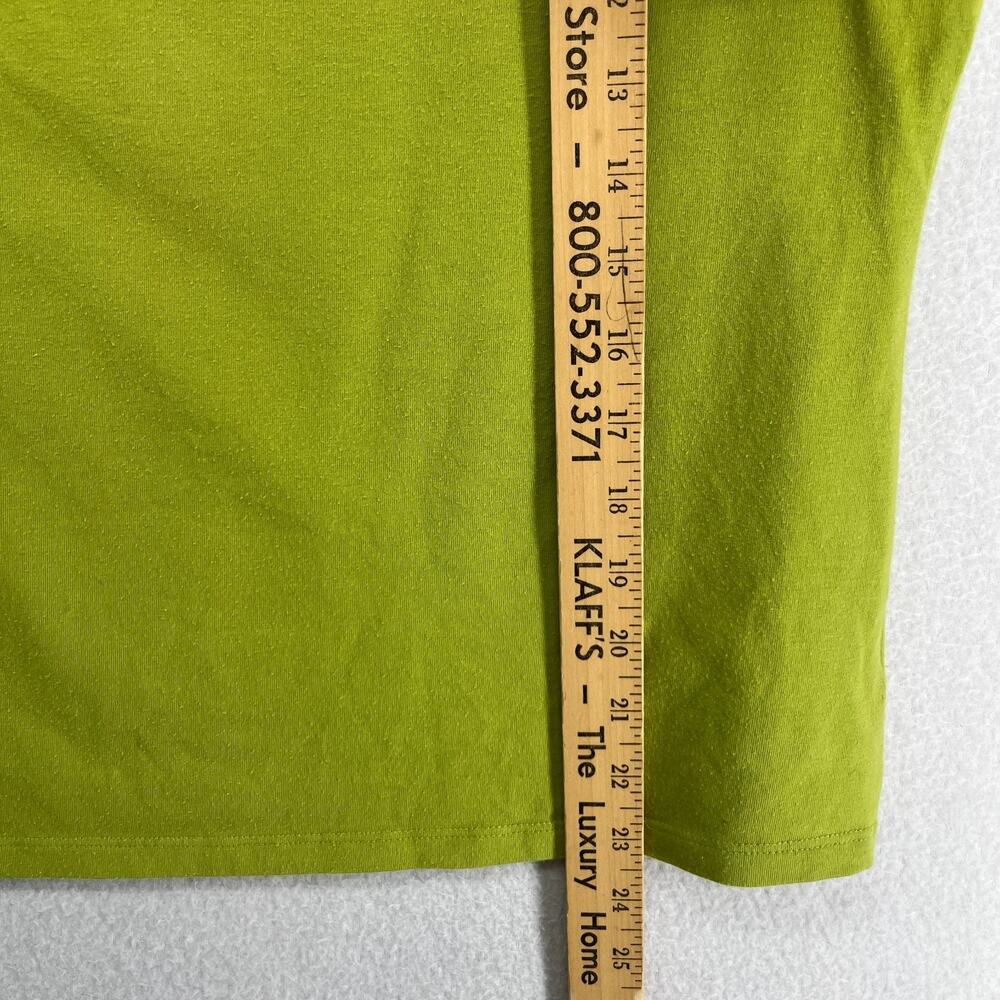 EILEEN FISHER Top L Stretch Organic Cotton Scoop Neck Cap Sleeve Green USA - Picture 8 of 9